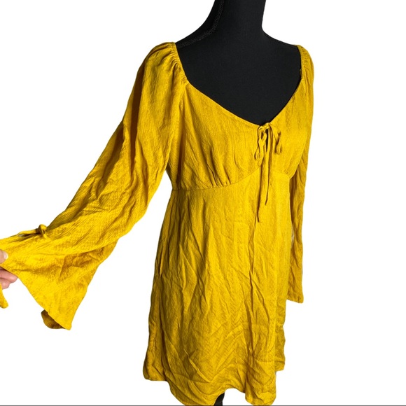 June & Hudson Long Sleeve Dress Yellow Size Large - Picture 3 of 13